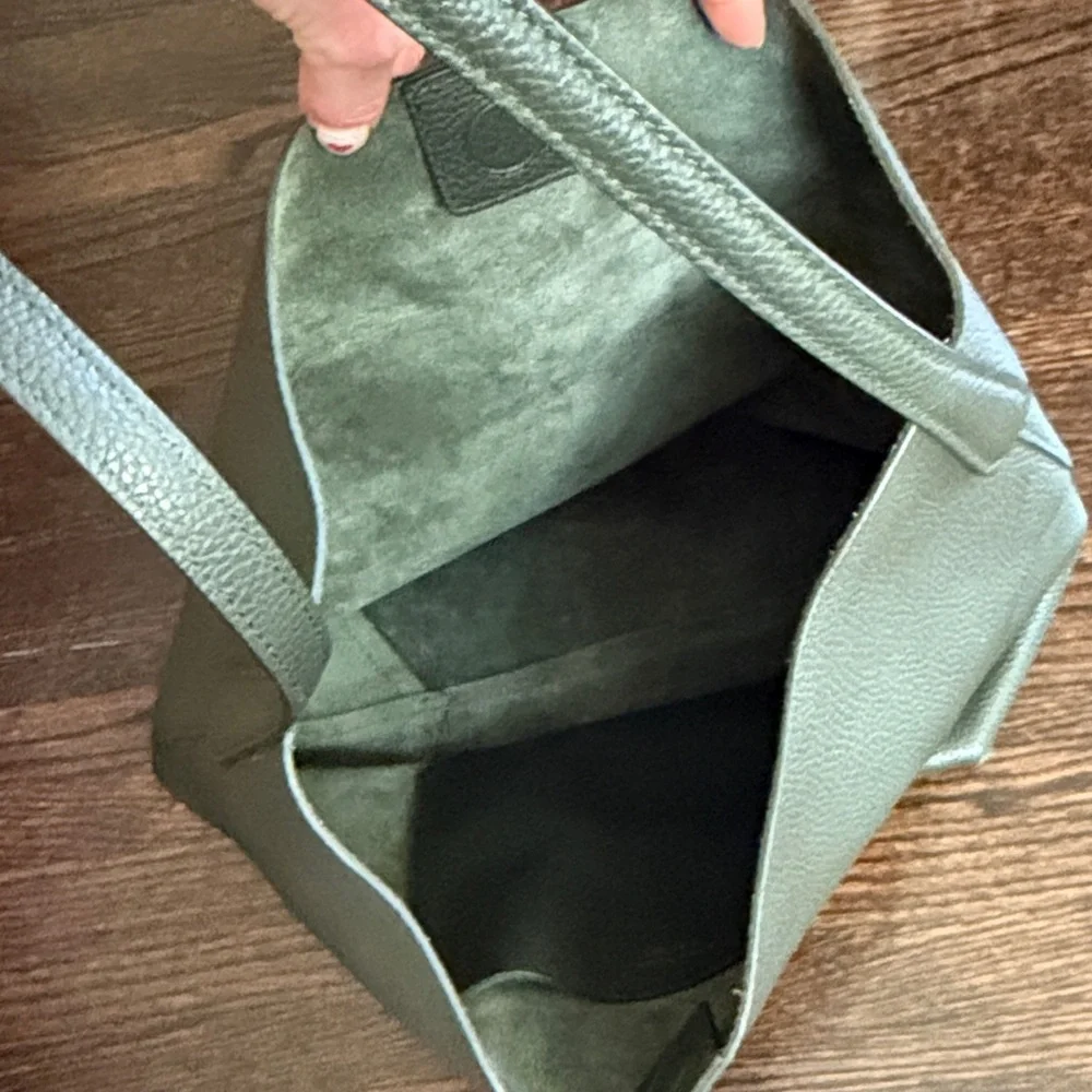 Mansur Gavriel Dark Green Everyday Cabas Leather Hobo Bag - Picture 6 of 7